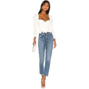 MAJORELLE White Top and Blue Straight Leg Jeans